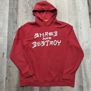 Thrasher Thirty Two Shred And Destroy Red Rare Snowboard Hoodie Size XL